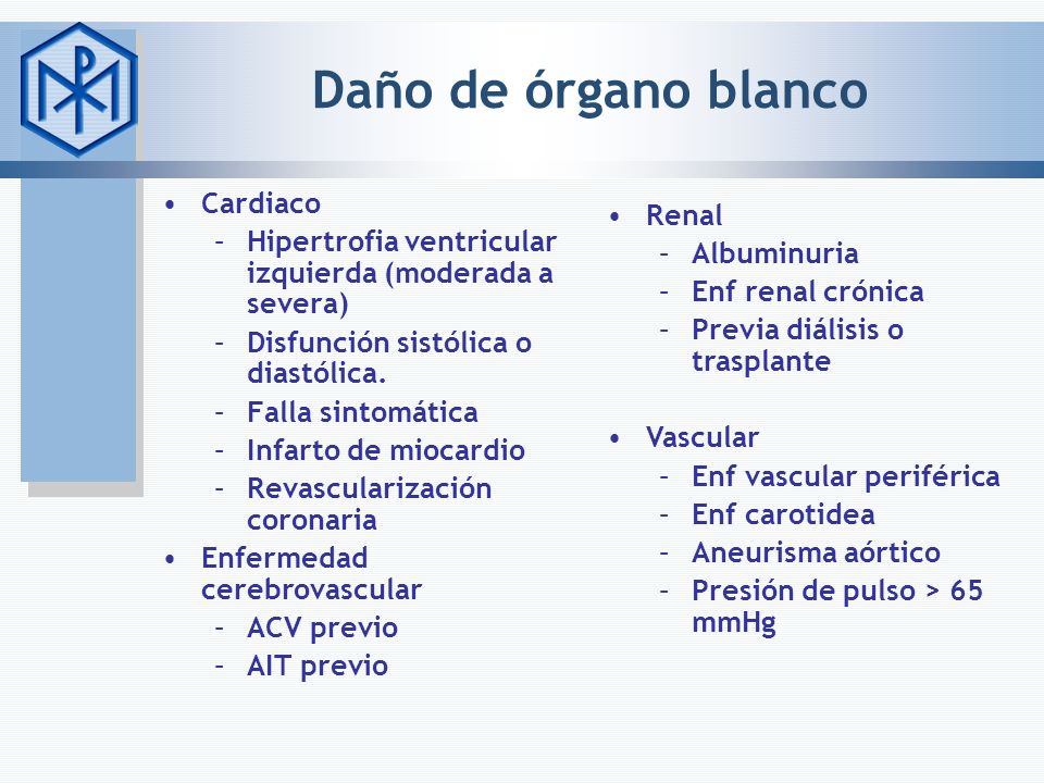 hipertension arterial daño a organo blanco